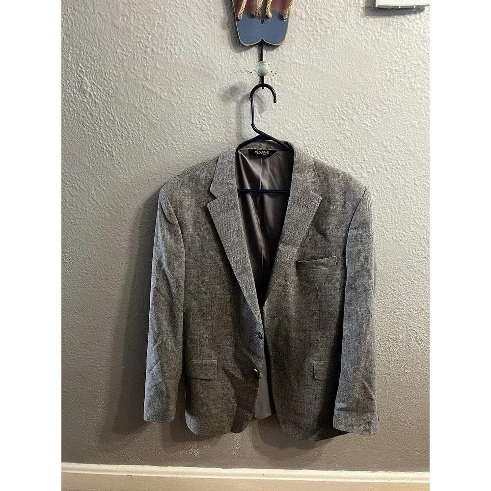 Jos A Bank Mens Blazer‎ Jacket Size 44R Gray Wool Sport Coat
